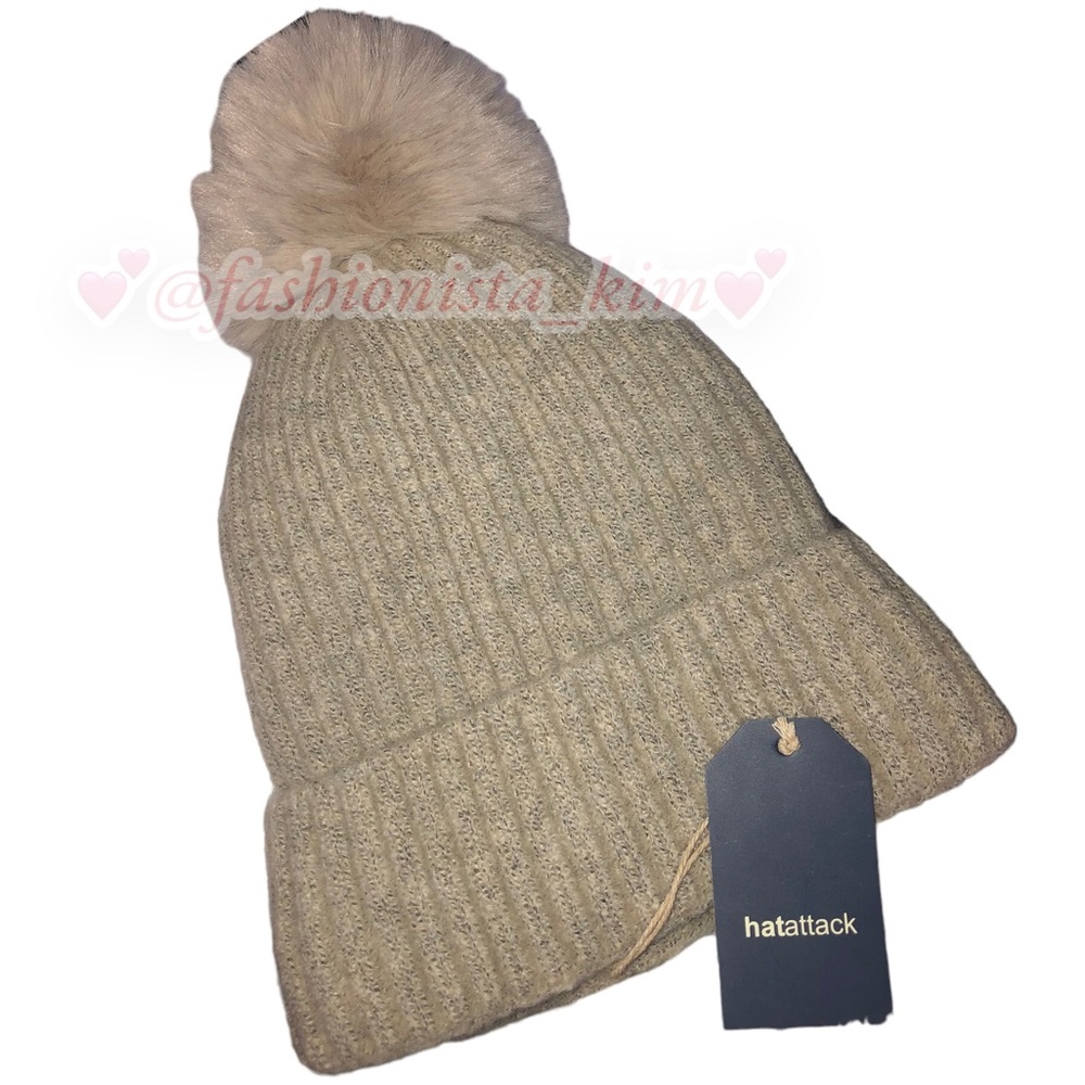 Hat attack City Beanie Oat Pom Pom beanie hat New with tags